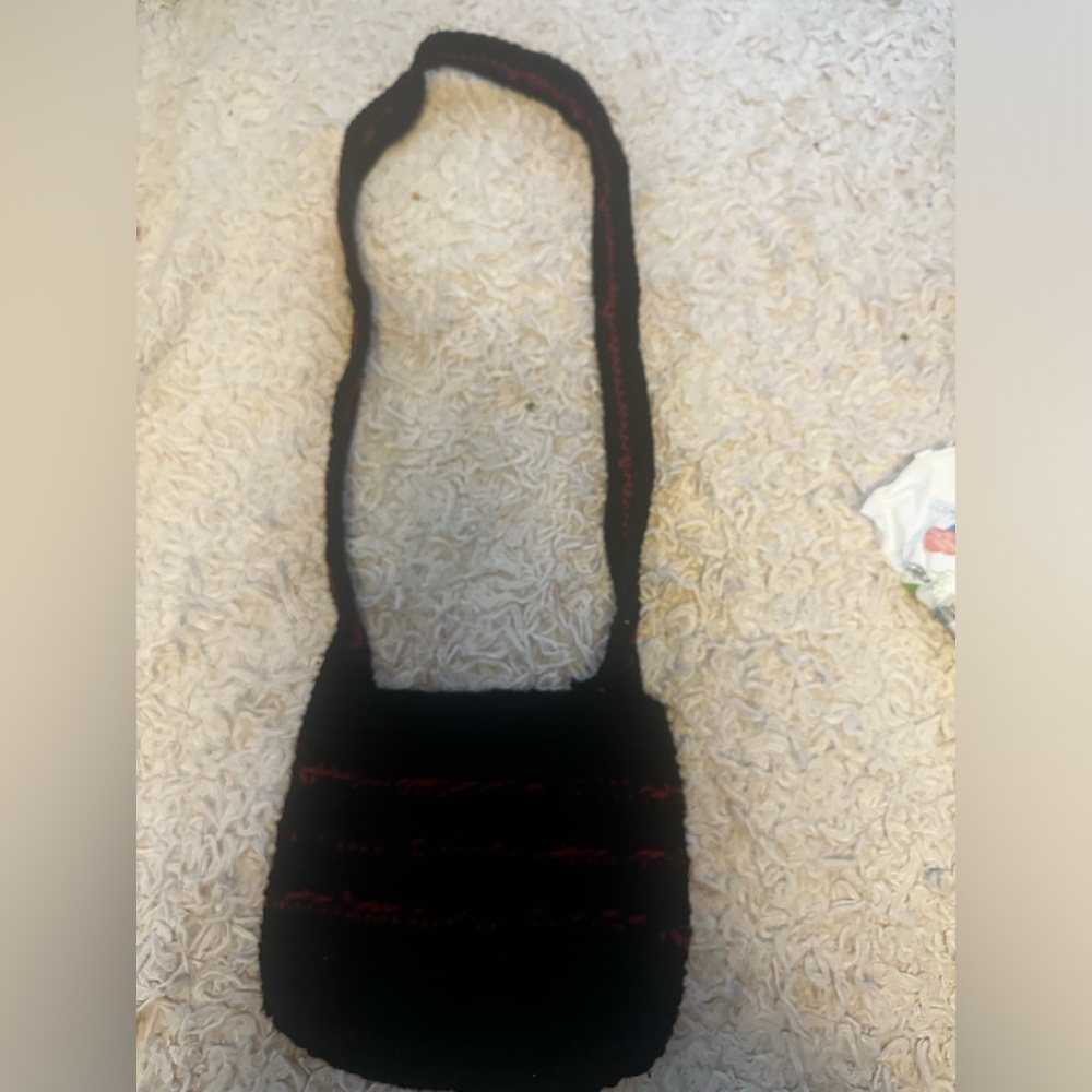 Handmade Crochet Black Crossbody Bag - Picture 2 of 13